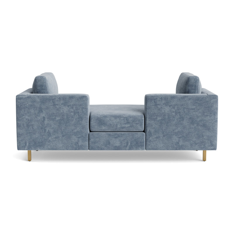 Hunter Bench, Vintage Chenille - Smoky Blue, Brushed Brass
