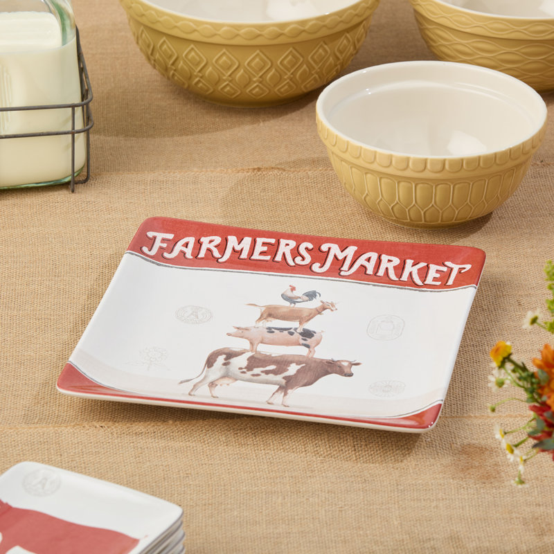 Vintage Farm Square Platter 12.5"