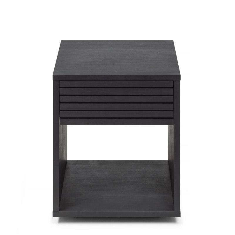  Table de chevet rustique en bois de hêtre avec tiroir | Décor scandinave noir