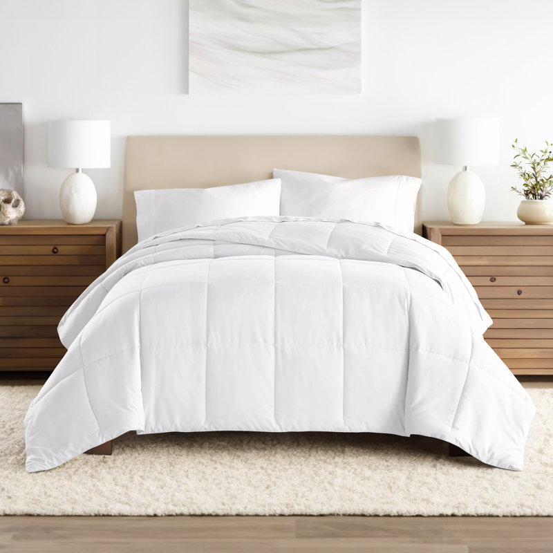 Full White Reversible Down Microfiber Comforter Set