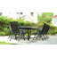Ensemble repas pour 8 personnes en aluminium avec trou pour parasol et fauteuils inclinables pliés