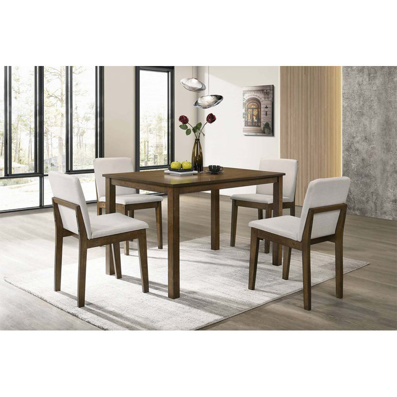 Ensemble de salle à manger 5 pièces, Beige / noyer foncé, Noyer foncé