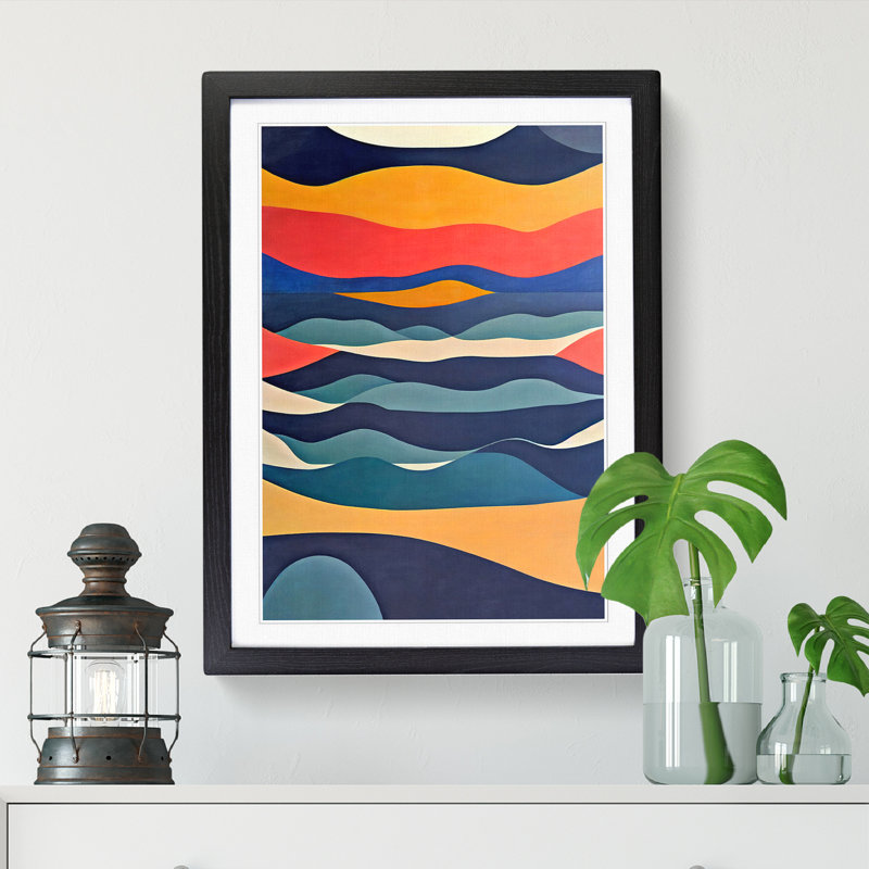 Ocean Abstract Painting Vol.3 - Picture Frame Print, Black, 64cm H x 46cm W