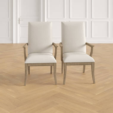 Finley Cotton Solid Wood King Louis Back Side Chair in Cream/Brown (Set of 2)