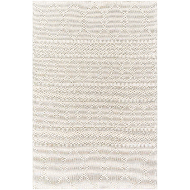 Kayson Moroccan Flatweave Area Rug in Cream, Rectangle 9' x 12'