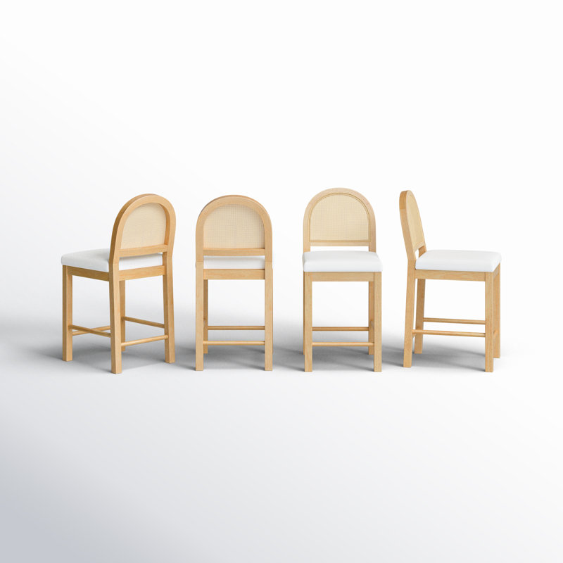 Bailey Light Oak and Rattan Counter Height Bar Stools, Set of 4
