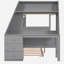 Lit superposé simple au-dessus d'un lit double avec lit gigogne et bureau intégré, trois tiroirs de rangement et une tablette, gris