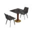 Ensemble de 3 tables de conférence carrées modernes en verre trempé avec 2 chaises en cuir-1086410031