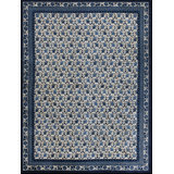Rectangle Antique 1920s Chinese - Peking Wool Blue Knotted Room Size Rug