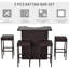 Ensemble de bar 5 pièces en rotin d'osier avec plateau en verre et tablette de rangement à 2 niveaux, 1 table et 4 tabourets de bar pour l'extérieur, le patio, le jardin, le bord de la piscine