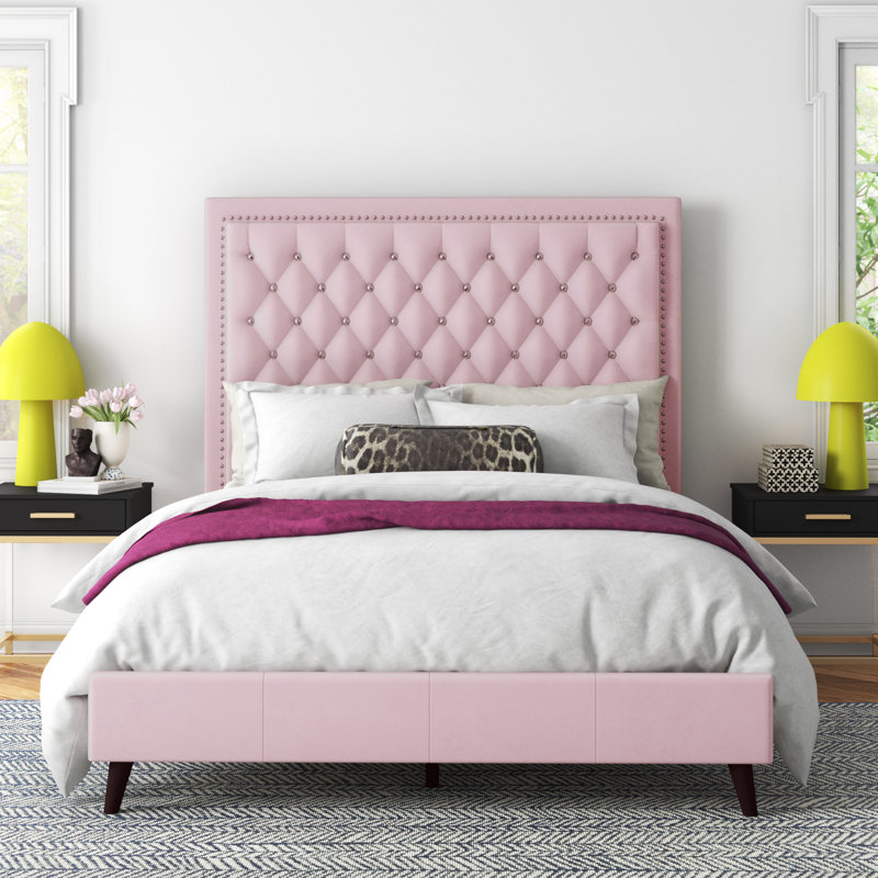 Janiya Upholstered Platform Bed, Queen, Gray