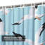 Rideau de douche imperméable à motif de mouettes abstraites avec 12 crochets-1714481828