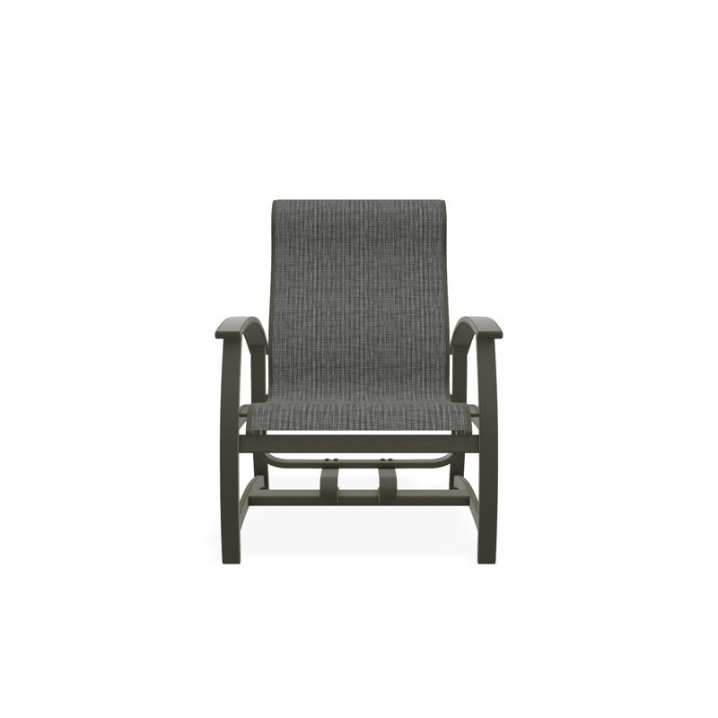 Belle Isle Sling Aluminum Frame Hidden Motion Chat/Lounge Chair With Marine Grade Polymer Arm Accent, Storm, Harbor