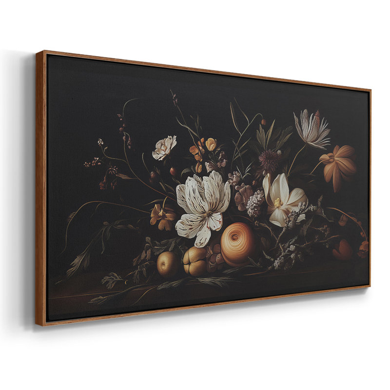 Botanical Series-CCLXIX- Toile tendue avec châssis tendue, prête à être accrochée, H 21 po x l 41 po, Argent argent