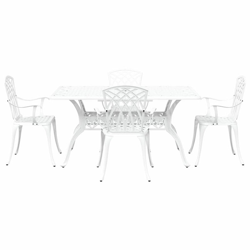 4 - Person Patio Dining Set Rectangular Table, White