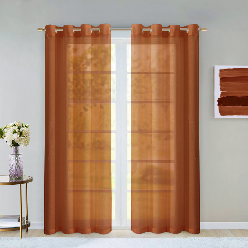 Paire de rideaux semi-transparents avec œillets Sirmans, Épice