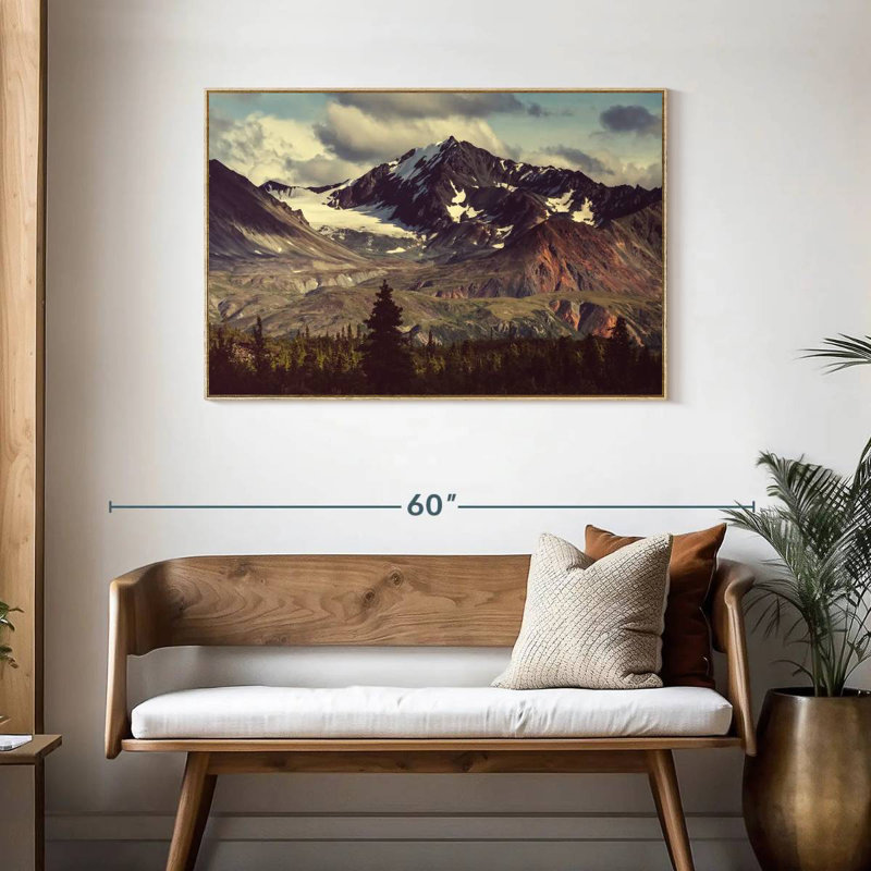Montagnes de l'Alaska, Cadre flottant en bois naturel, 43 po x 29 po