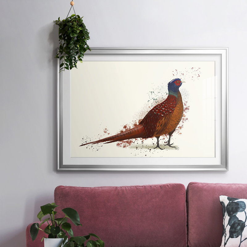 Pheasant Splash 4-FramedFramed Print W Beveled Matt and Glass, Argent, H 15 po x l 21 po x P 1,5 po