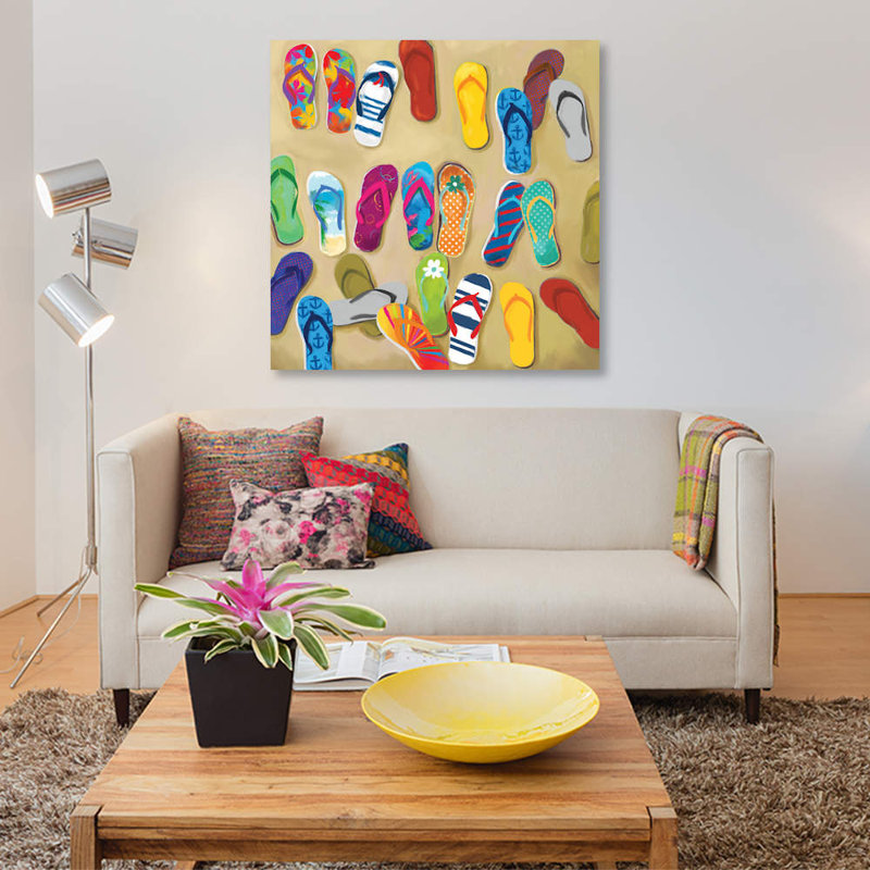 « flip flipes ii », reproduction sur toile, H 12 po x l 12 po x P 0,75 po, Pas de tapis, Toile tendue