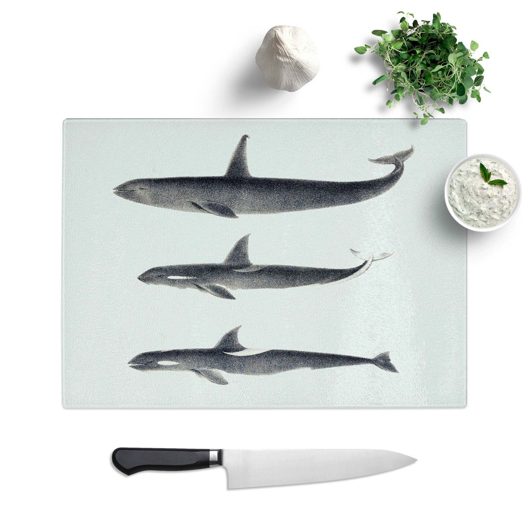 Tempered Glass Orca Killer Whales by C.M. Scammon Chopping Board
