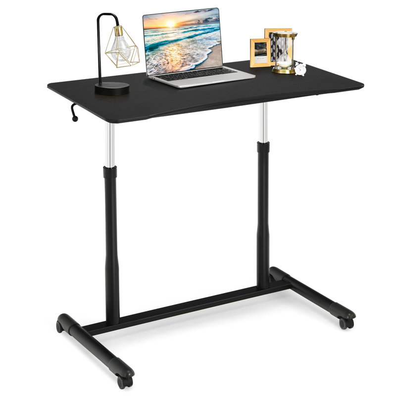 Lagho Adjustable Height Iron Standing Desk, Black, Black