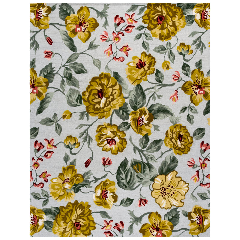Jardin 275 Hand Tufted Indian Wool Pile Floral Rug, Rectangle 8' x 10'