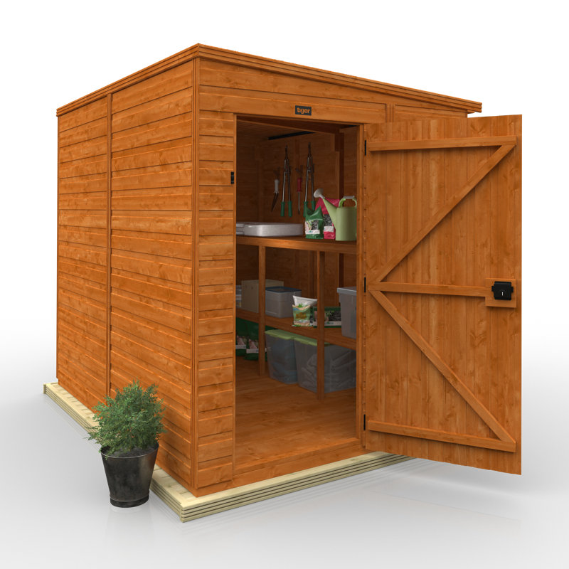 TigerFlex® Modular Buildings Shiplap Pent Wooden Shed, 203cm H x 241cm W x 177cm D
