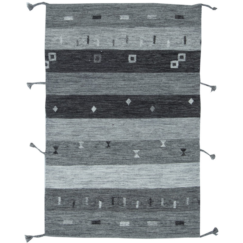 Tapis moderne gris / noir en laine
