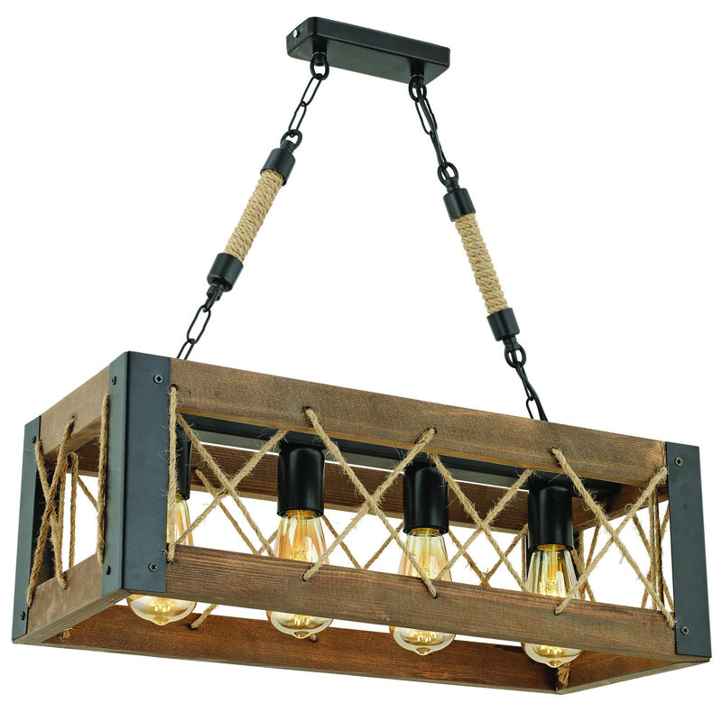 Mcwilliams 4 - Light Walnut/Black Square/Rectangle Pendant