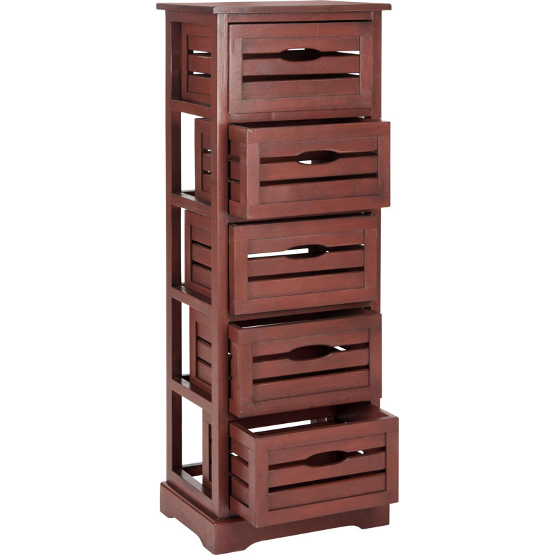 Commode 5 tiroirs Aliaya, Rouge