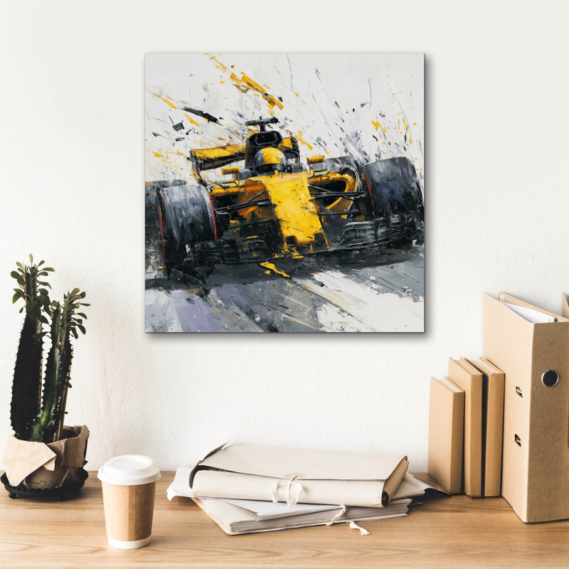  «Speed Demon Yellow» par Rich Monet, art mural sur toile, 18 po x 18 po, H 18 po x l 18 po