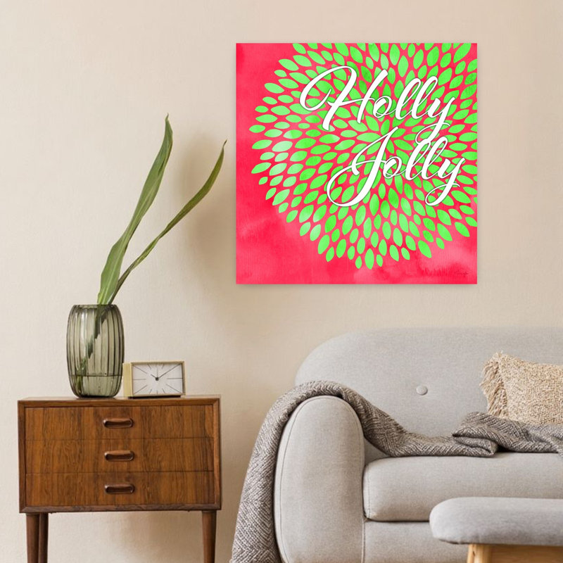 Holly Jolly, art abstrait contemporain hivernal, H 24 po x l 24 po
