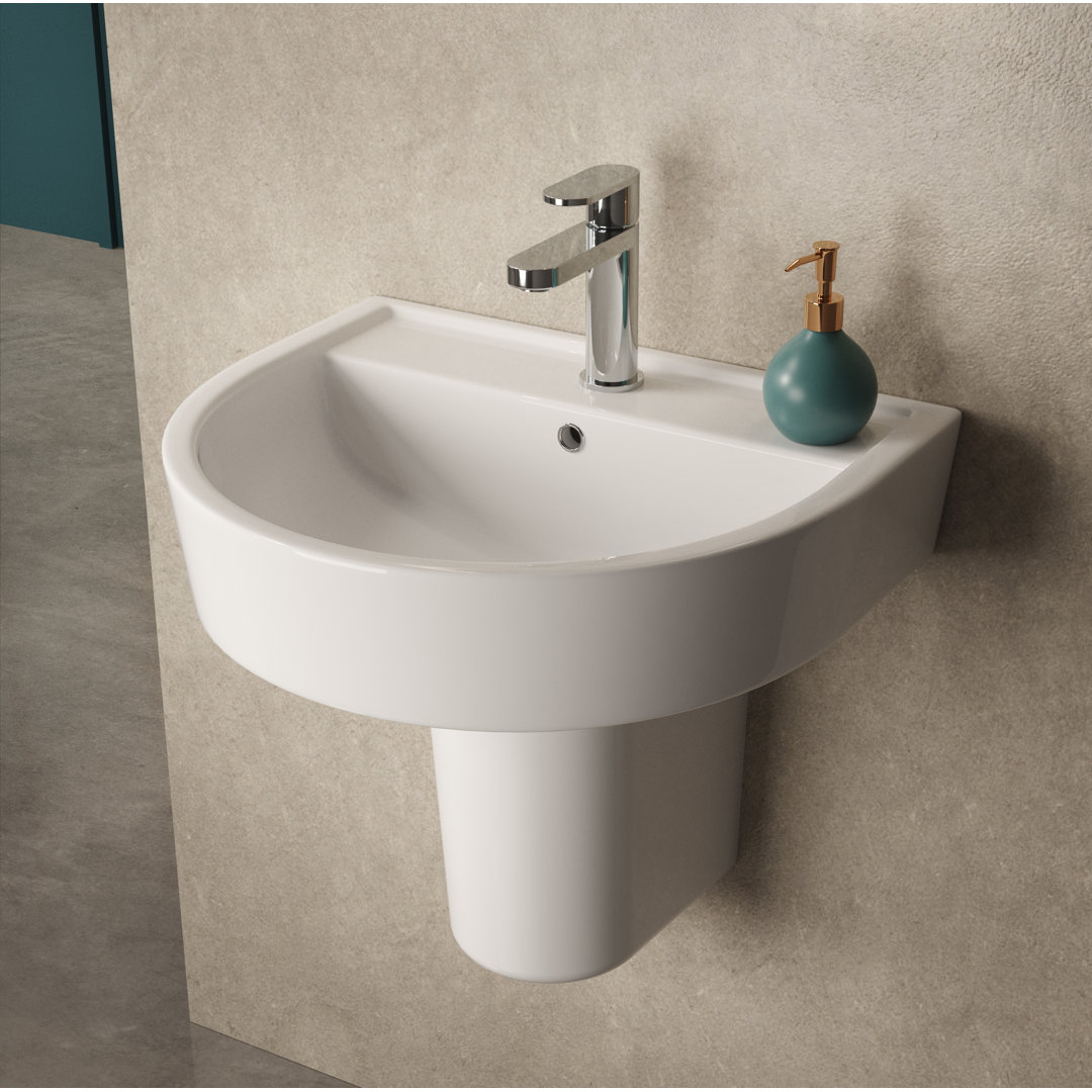 Nuie Luna White Vitreous China U-Shaped Sink with Overflow