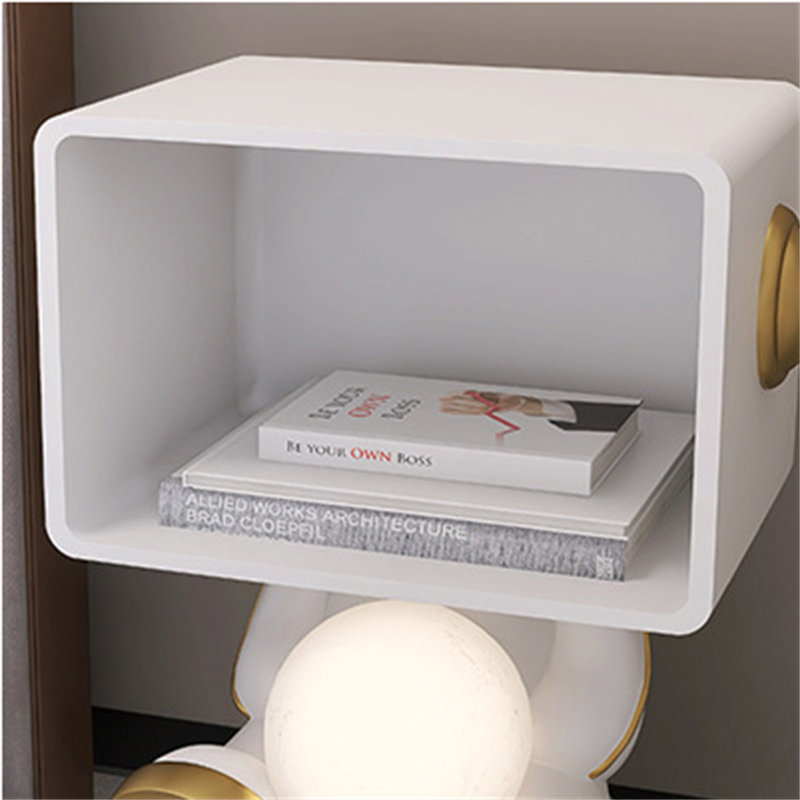 Table de chevet astronaute avec lumière DEL, table d'appoint fantaisiste avec tablette ouverte, table de chevet ou de bout moderne pour chambre à coucher, salon, chambre d'enfant, blanc