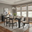 Dining Set - Bedford Rectangular Dining Table - Brushed Black - Melvin Dining Side Chair - Black Frame - Concord Cream Chenille