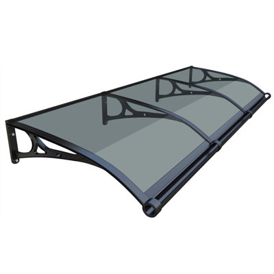 Auvent de porte, auvent en polycarbonate transparent avec support en alliage d'aluminium, auvent extérieur de protection contre les rayons UV de pluie toutes saisons