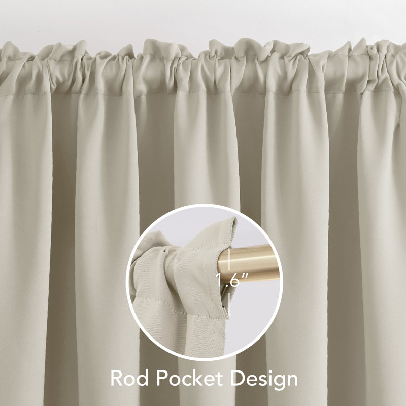 Harlowe Room Darkening Curtain Pair, Light Beige, 38" W x 54" L