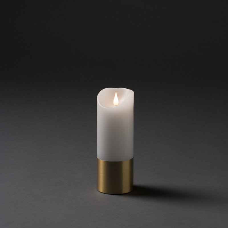 Unscented Flameless Pillar Candle, 20.5cm H x 7.5cm W x 7.5cm D, Brass