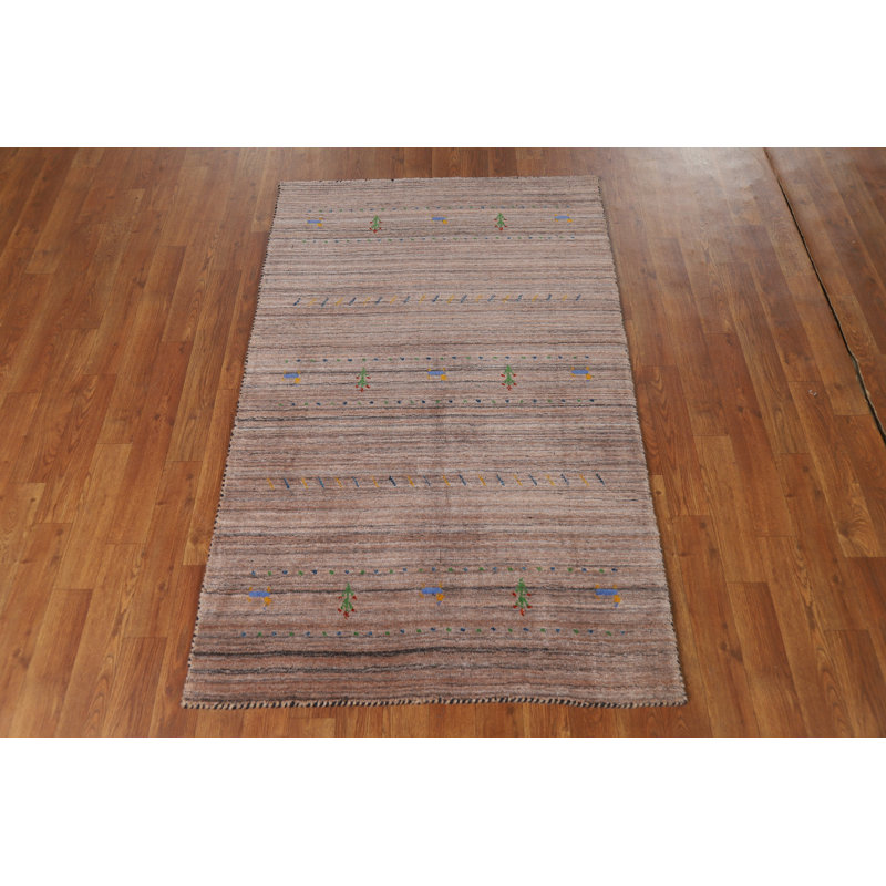Tapis rayé brun Gabbeh 3 x 5
