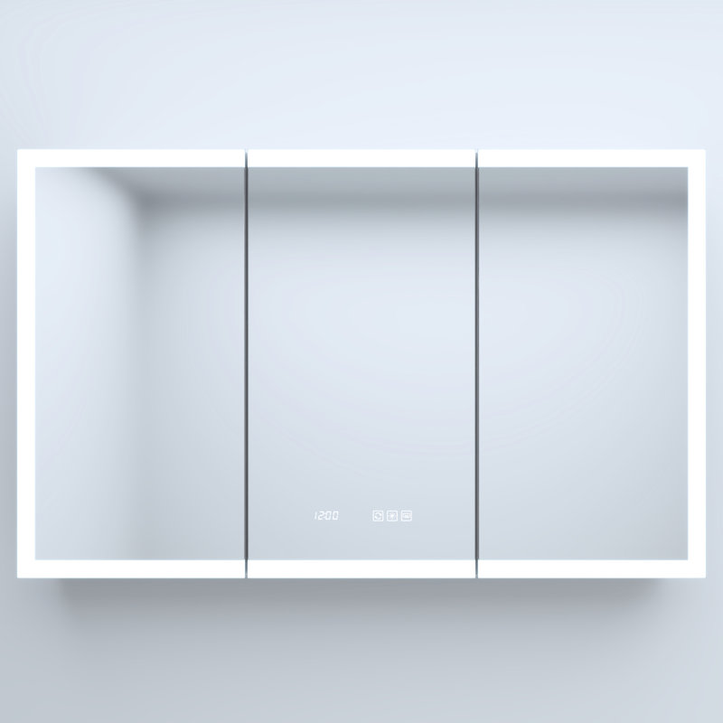 48 In. W X 30 H Rectangular Silver Aluminum Recessed/Surface Mount Medicine Cabinet With High - Definition Mirror, Integrated Led, 110 Soft Close Hinges, Fog Function And Charging Stations Robust