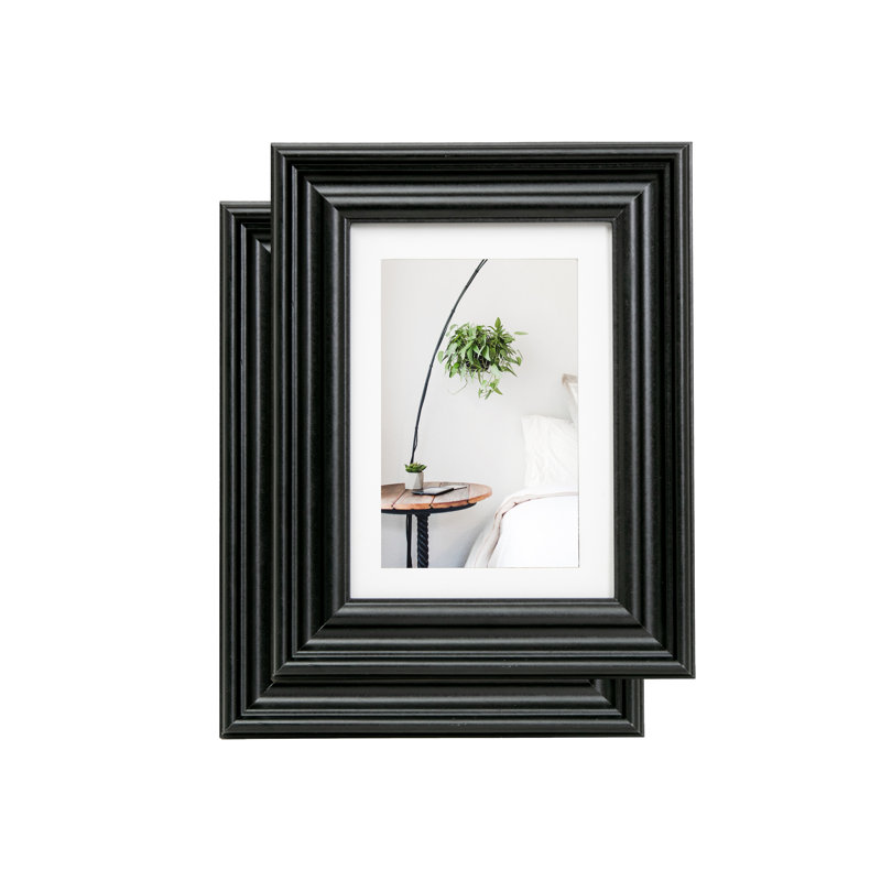 Ensemble de 2 cadres à photo simple en bois 2 pièces, Bois noir, 5 po x 7 po