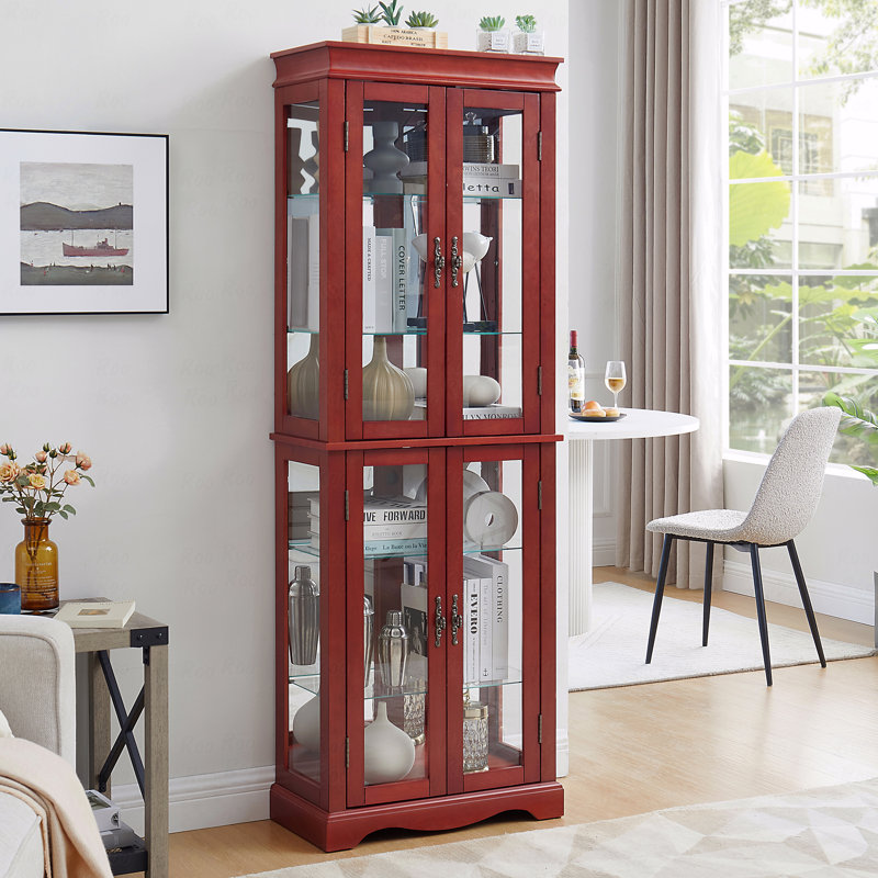 Vitrine lumineuse en verre éclairé, vitrine, armoire de rangement en verre, Cerisier