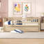 Lit plateforme simple avec lit gigogne simple et lit gigogne escamotable en bois massif naturel avec barrières de sécurité pour les petites chambres