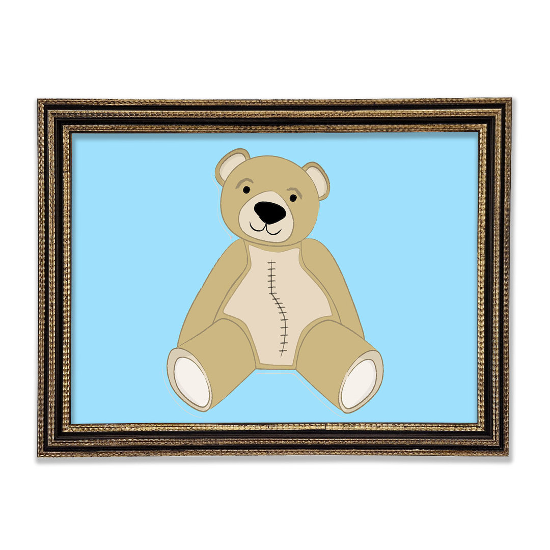 Stitched Up Teddy Baby Blue - Einzelner Bilderrahmen Kunstdrucke