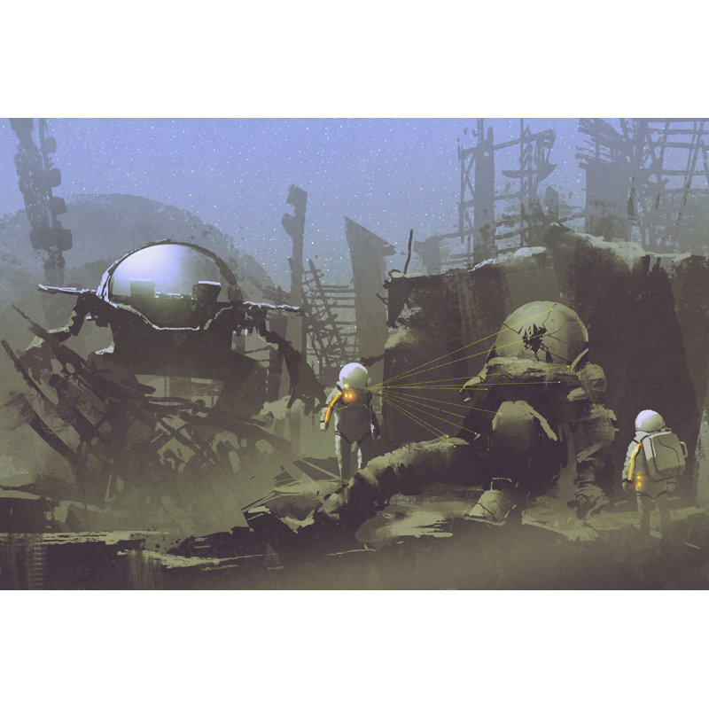 Deux astronautes - impression sur toile tendue, H 8 po x l 12 po