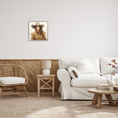 «Country Cowgirl On Beige» par RB Print
