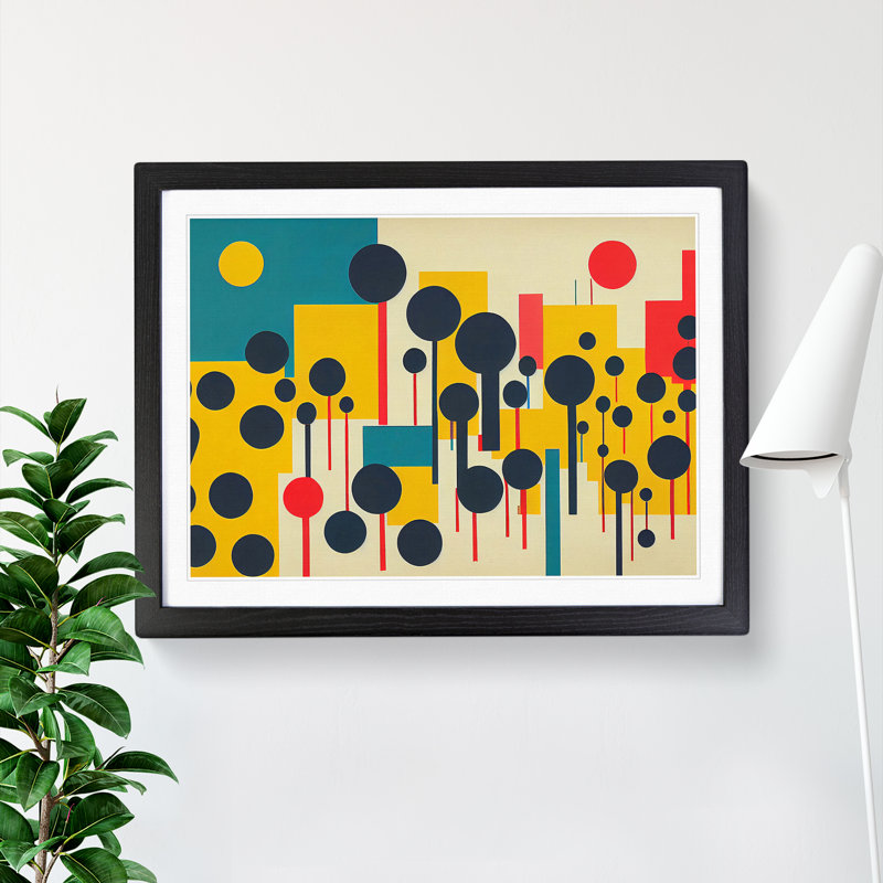 XH1022-9414X Unforgettable Flower Market Abstract - Single Picture Frame Print, Black, 46cm H x 64cm W x 2cm D