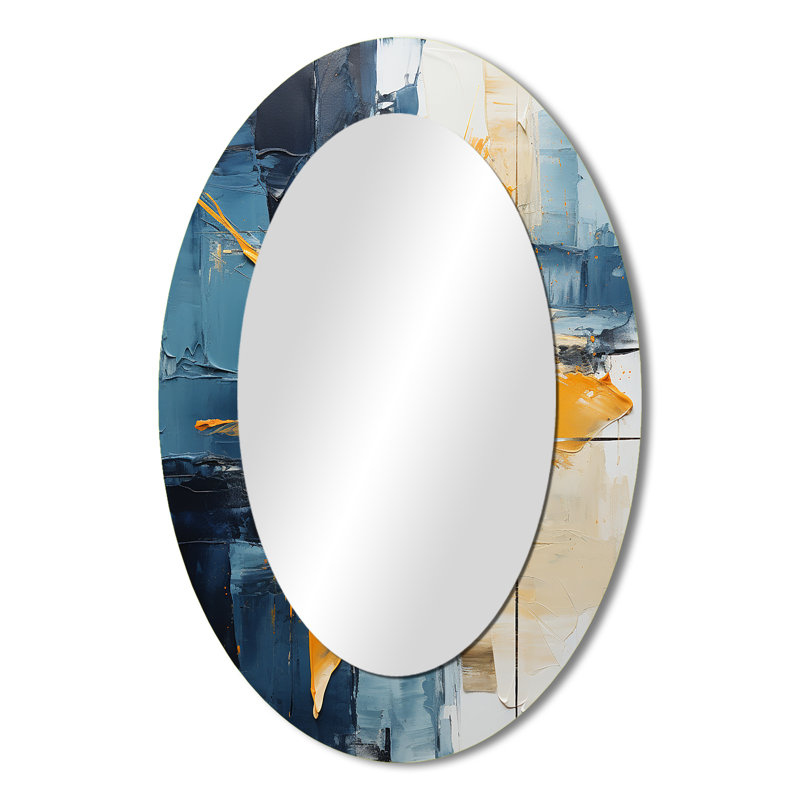 Abstract Layers I - Miroir mural moderne ovale, 36 po x 24 po