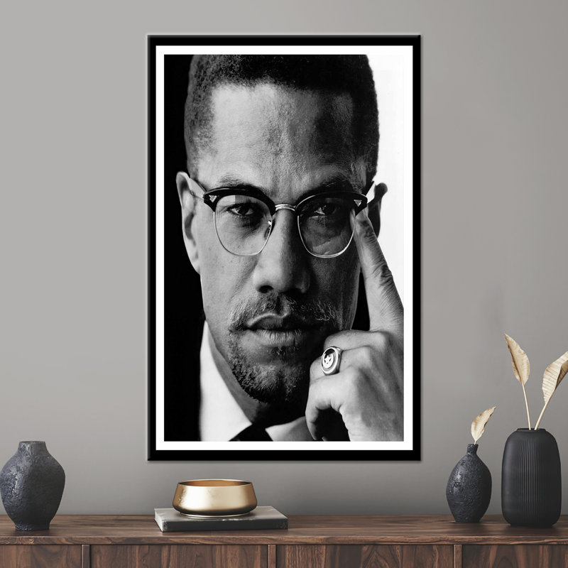 Art mural sur toile Malcolm X Portrait - Célébrité, H 59 po x l 35 po, Toile tendue, Ne s’applique pas