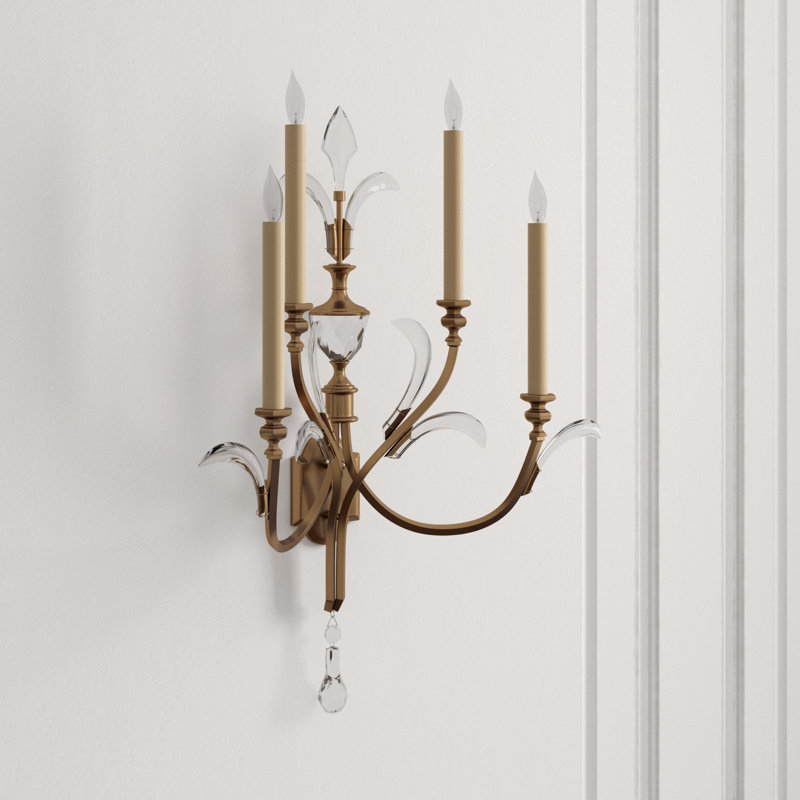 Beveled Arcs 4 - Light Candle Wall Light, Muted Gold Leaf